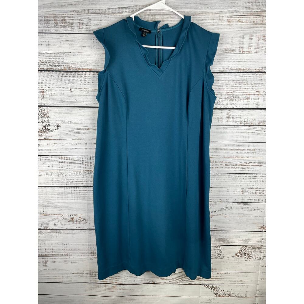 Talbots Blue Sheath Midi Dress 16 Sleeveless Formal Career Wedding Modest Mature